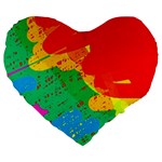 Colorful abstract design Large 19  Premium Flano Heart Shape Cushions Front