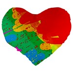 Colorful abstract design Large 19  Premium Flano Heart Shape Cushions Back