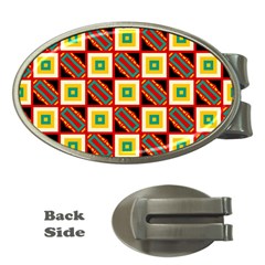 Squares And Rectangles Pattern                                                                                          			money Clip (oval) by LalyLauraFLM