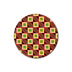 Squares And Rectangles Pattern                                                                                          			rubber Coaster (round) by LalyLauraFLM