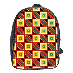 Squares And Rectangles Pattern                                                                                          			school Bag (large) by LalyLauraFLM