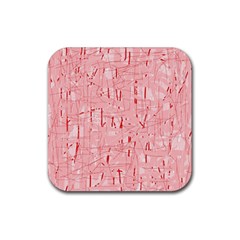 Elegant Pink Pattern Rubber Coaster (square)  by Valentinaart