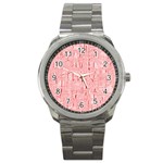 Elegant pink pattern Sport Metal Watch Front