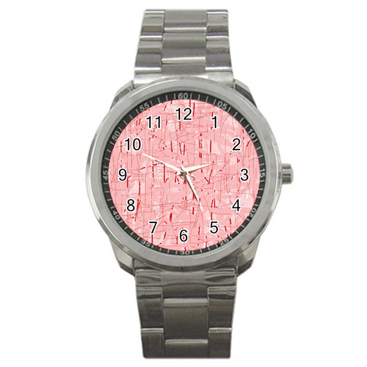 Elegant pink pattern Sport Metal Watch