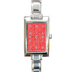 Red Pattern Rectangle Italian Charm Watch