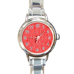 Red Pattern Round Italian Charm Watch by Valentinaart