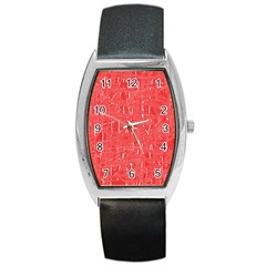 Red Pattern Barrel Style Metal Watch by Valentinaart