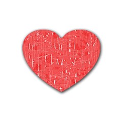 Red Pattern Rubber Coaster (heart)  by Valentinaart