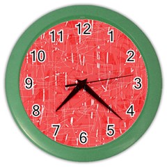 Red Pattern Color Wall Clocks by Valentinaart