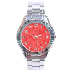 Red Pattern Stainless Steel Analogue Watch by Valentinaart