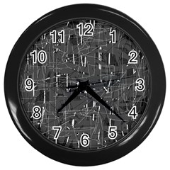 Gray Pattern Wall Clocks (black)