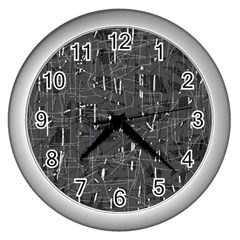 Gray Pattern Wall Clocks (silver) 