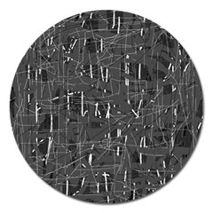 Gray Pattern Magnet 5  (round) by Valentinaart