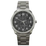 Gray pattern Sport Metal Watch Front