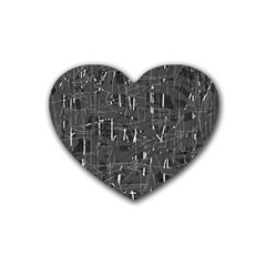 Gray Pattern Rubber Coaster (heart)  by Valentinaart