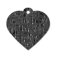 Gray Pattern Dog Tag Heart (one Side)