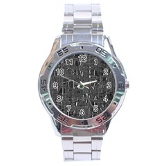 Gray Pattern Stainless Steel Analogue Watch