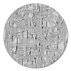 Gray Pattern Magnet 5  (round) by Valentinaart