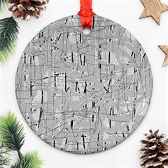 Gray Pattern Round Ornament (two Sides)  by Valentinaart