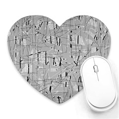 Gray Pattern Heart Mousepads