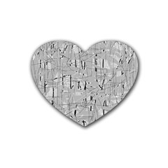 Gray Pattern Rubber Coaster (heart) 