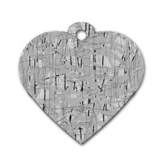 Gray Pattern Dog Tag Heart (one Side) by Valentinaart