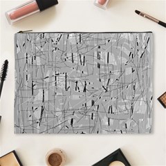 Gray Pattern Cosmetic Bag (xl) by Valentinaart