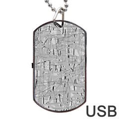 Gray Pattern Dog Tag Usb Flash (one Side) by Valentinaart