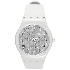 Gray Pattern Round Plastic Sport Watch (m) by Valentinaart