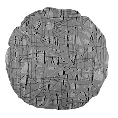 Gray Pattern Large 18  Premium Flano Round Cushions