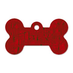 Red Pattern Dog Tag Bone (one Side) by Valentinaart