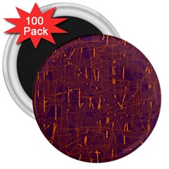 Purple Pattern 3  Magnets (100 Pack)