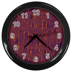 Purple Pattern Wall Clocks (black)