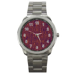 Purple Pattern Sport Metal Watch by Valentinaart