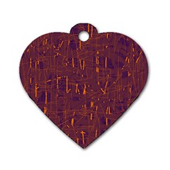 Purple Pattern Dog Tag Heart (two Sides) by Valentinaart