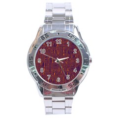 Purple Pattern Stainless Steel Analogue Watch