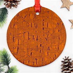 Orange Pattern Ornament (round)  by Valentinaart