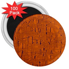 Orange Pattern 3  Magnets (100 Pack)