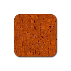 Orange Pattern Rubber Coaster (square)  by Valentinaart