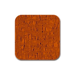 Orange Pattern Rubber Square Coaster (4 Pack) 