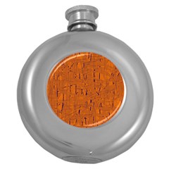 Orange Pattern Round Hip Flask (5 Oz) by Valentinaart