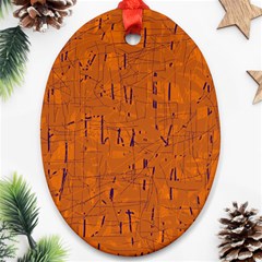 Orange Pattern Oval Ornament (two Sides)