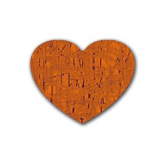 Orange Pattern Rubber Coaster (heart) 