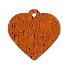 Orange Pattern Dog Tag Heart (two Sides) by Valentinaart