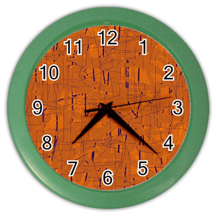 Orange pattern Color Wall Clocks