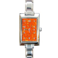 Orange Pattern Rectangle Italian Charm Watch by Valentinaart