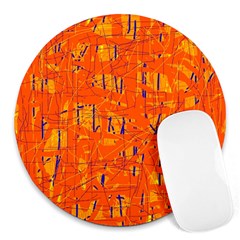 Orange Pattern Round Mousepads