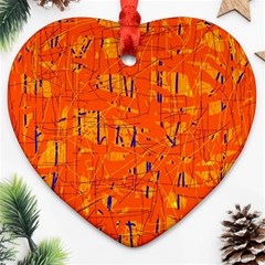 Orange Pattern Ornament (heart)  by Valentinaart