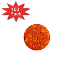 Orange Pattern 1  Mini Magnets (100 Pack) 