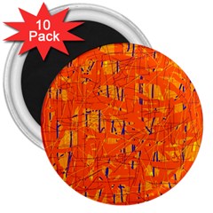 Orange Pattern 3  Magnets (10 Pack) 